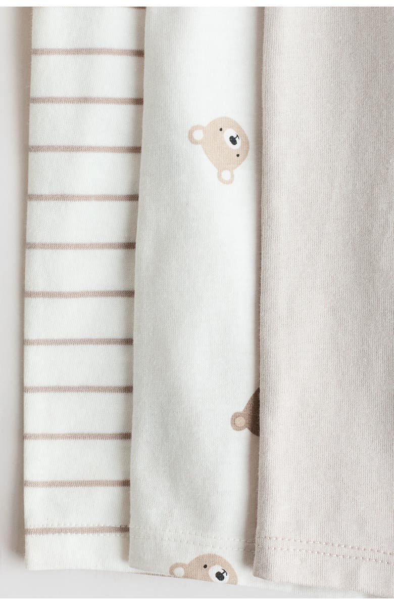 H&M 3-pack Short Sleepsuits, Alternate, color, Cream/Bears