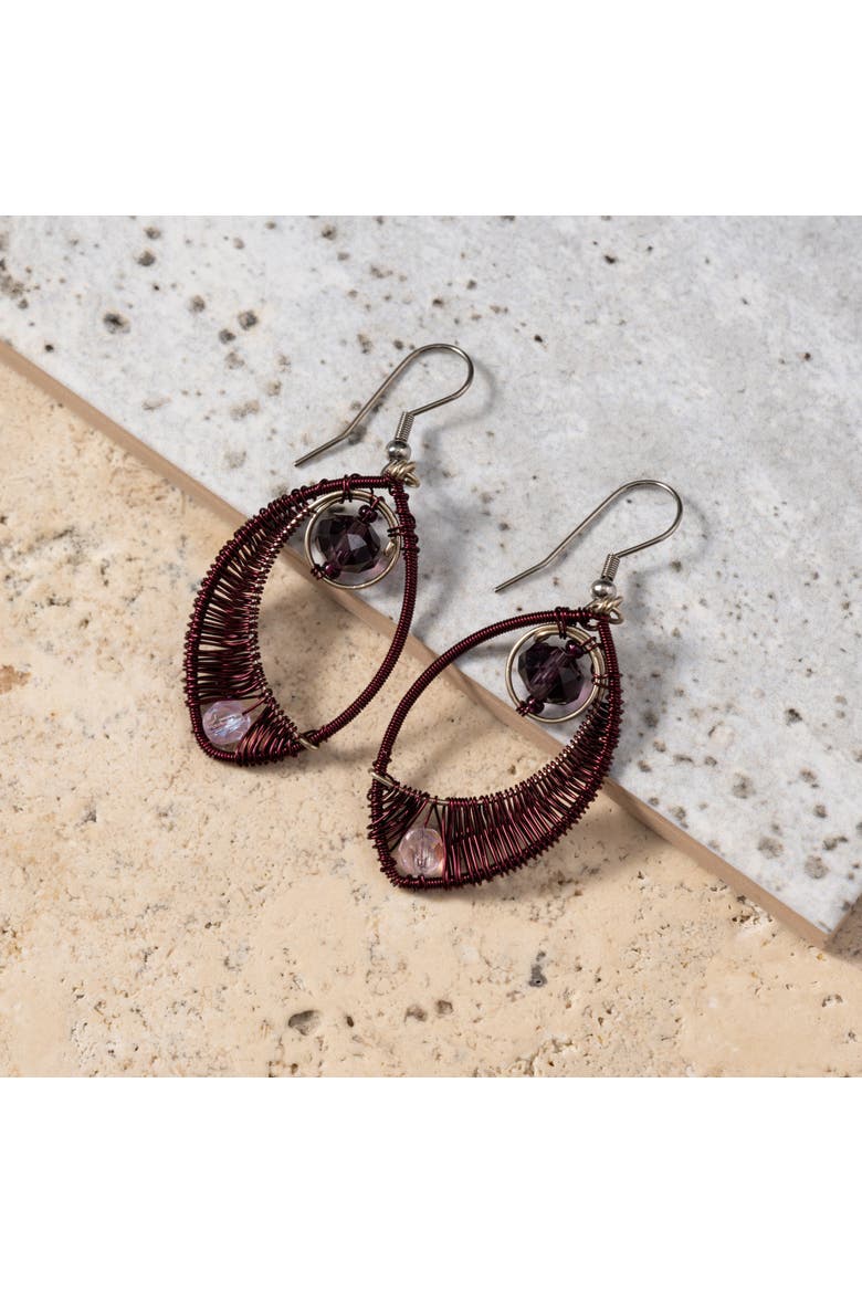 Ojo Wire Wrapped Earrings, Alternate, color, Purple