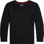 Polo Ralph Lauren Kids' Cable Knit Cotton Crewneck Sweater