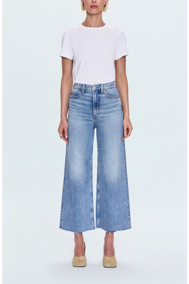 Lana Raw Hem Ankle Wide Leg Jeans, Alternate, color, BISTRO