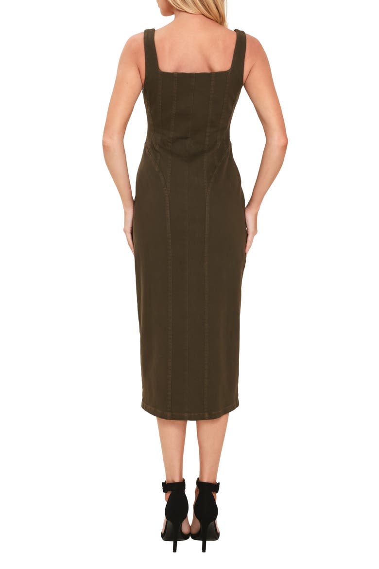 Front Zip Denim Body-Con Dress, Alternate, color, OLIVE