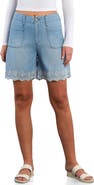 Billy T Embroidered Scallop Denim Shorts