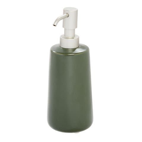 Ceramic Earth Collection Refillable Tall Soap Dispenser, Moss