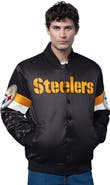 STARTER Men's Starter Black Pittsburgh Steelers Triple Option Satin Varsity Full-Snap Jacket