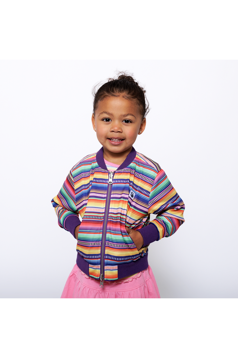 Girls Reversible Zip up Lightweight Bomber Jacket, Main, color, Purple Multicolor Stripe
