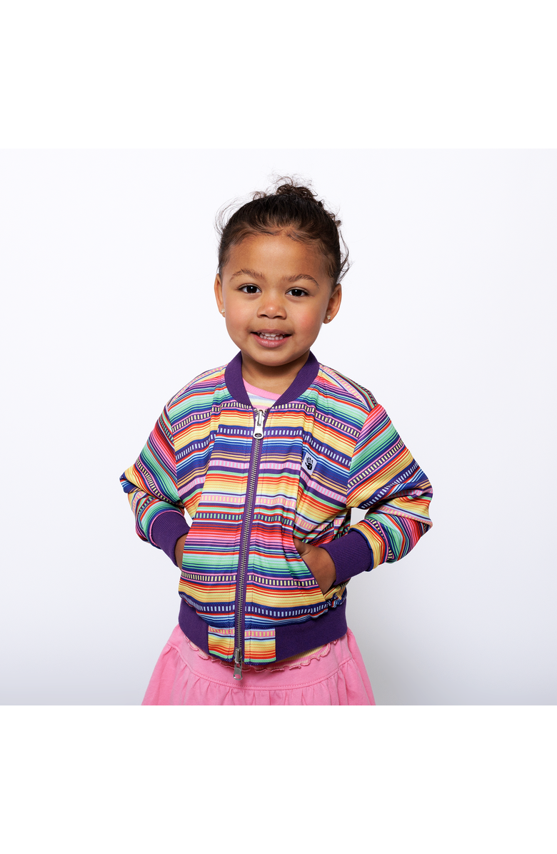 Mixed Up Clothing Girls Reversible Zip up Lightweight Bomber Jacket, Main, color, Purple Multicolor Stripe