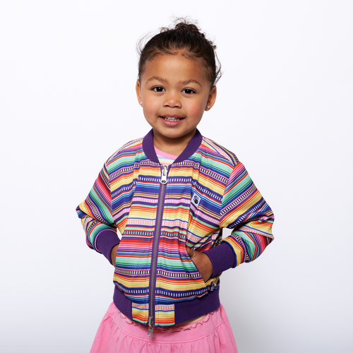 Mixed Up Clothing Girls Reversible Zip Up Lightweight Bomber Jacket In Purple Multicolor Stripe