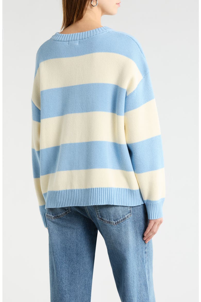 Golf Birdie Stripe Sweater, Alternate, color, BLUE-CREAM