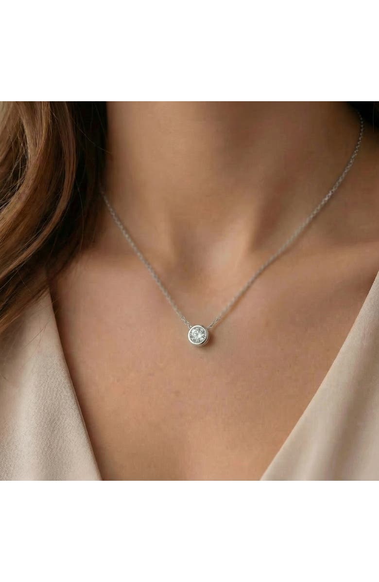 Bliss Diamond 1Ct Certified Bezel Round Cut Diamond Pendant 14k Gold 18" Necklace Lab Grown, Alternate, color, Yellow Gold