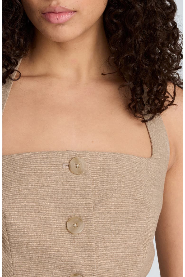 Crosshatch Halter Neck Vest, Alternate, color, MESA TAUPE/ PURE WHITE