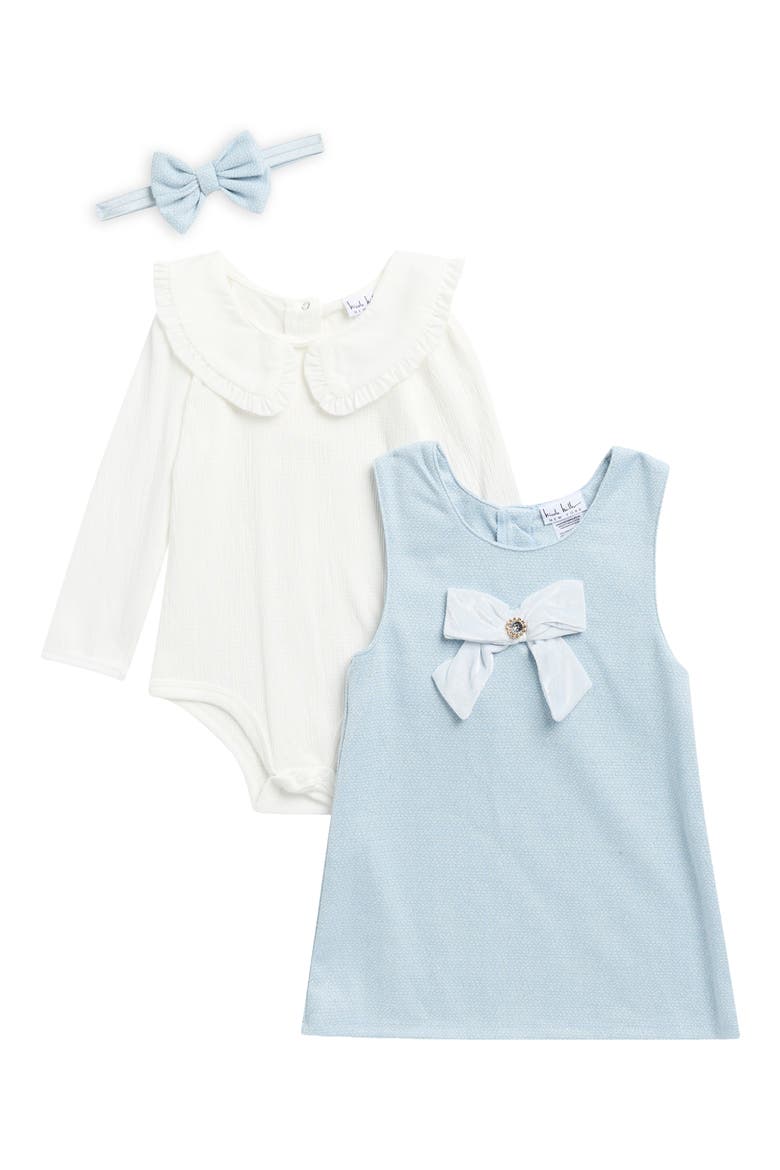 Kids' 3-Piece Jumper Dress, Bodysuit & Headband Set, Main, color, ARCTIC