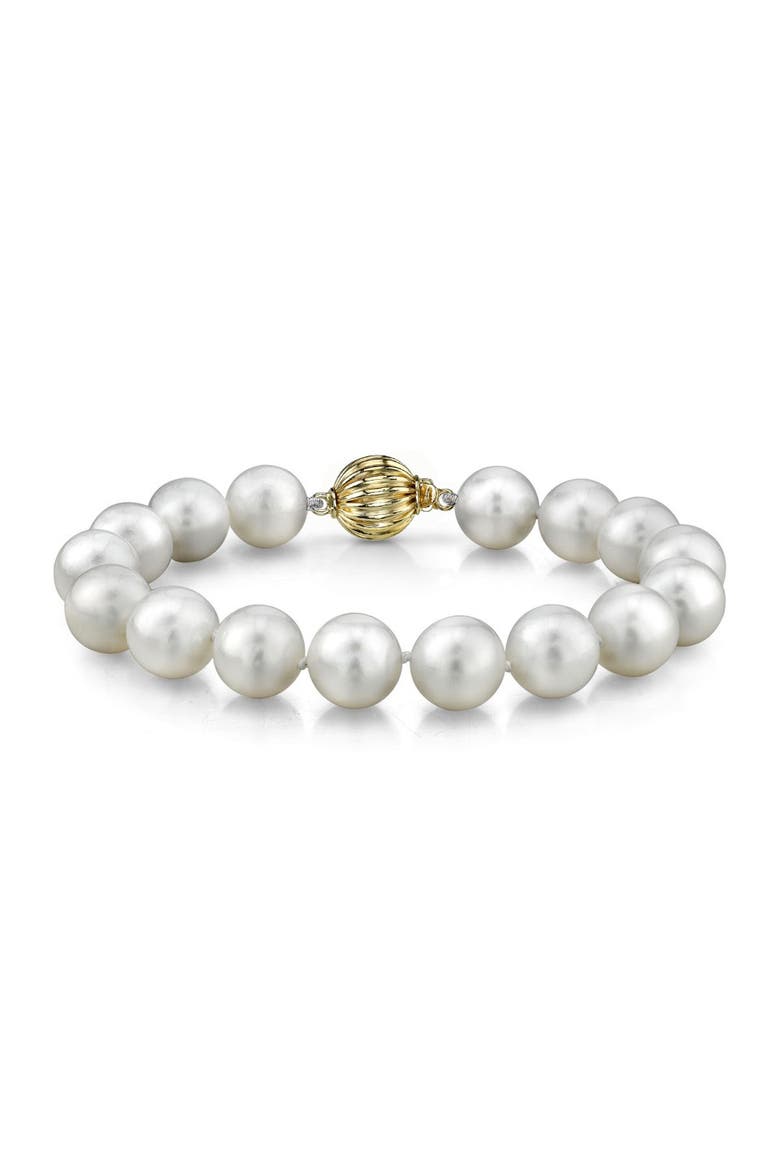 11-12mm White South Sea Pearl Bracelet, Main, color, Yellow Gold Clasp