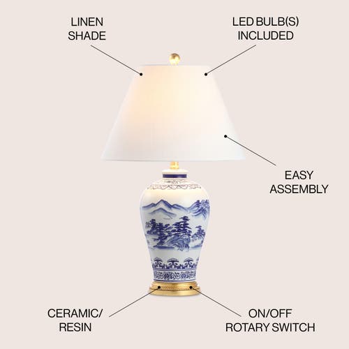 Jonathan Y Zhou Ceramic/iron Traditional Cottage Led Table Lamp In Blue/white