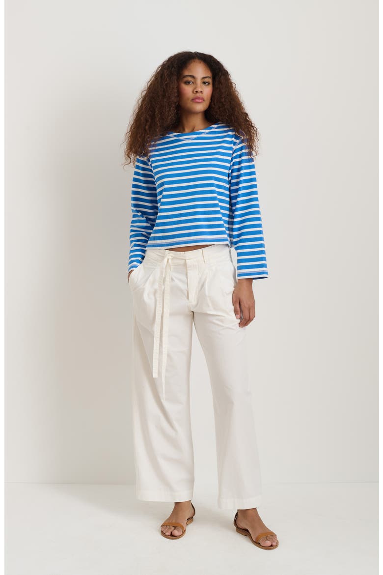 Ina Pleat Cotton Twill Drawstrings Pants, Alternate, color, WHITE