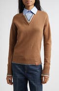 Stella McCartney Hybrid Knit Virgin Wool & Cotton Shirting Sweater