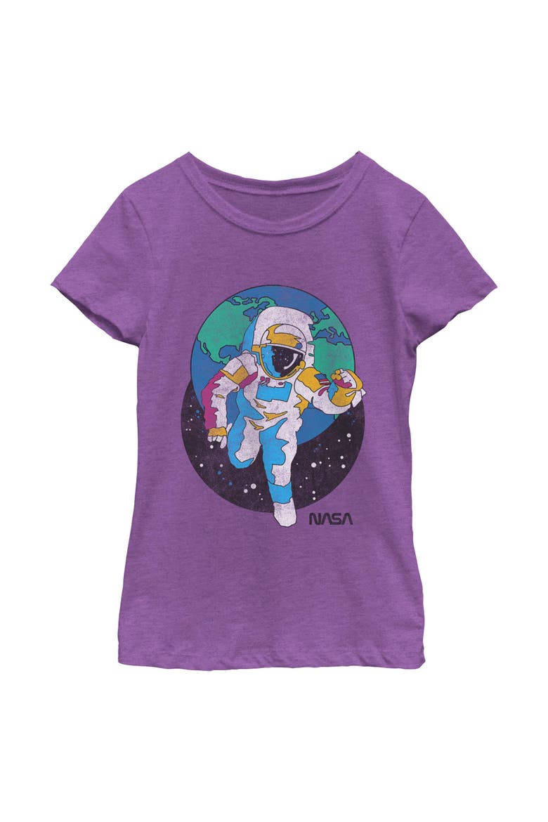 Girl's NASA Retro Astronaut  Graphic T-Shirt, Main, color, Purple Berry