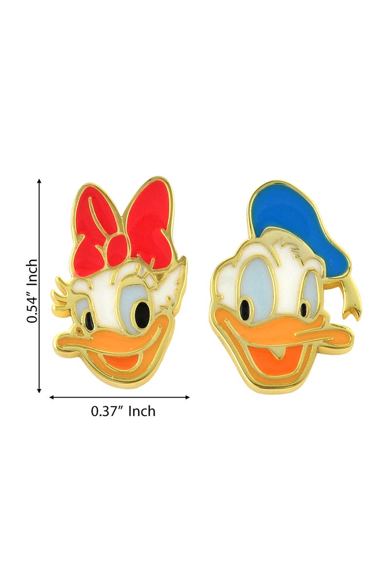 Daisy and Donald Duck Mismatched Small Stud Earrings Official License, Alternate, color, Metallic Gold