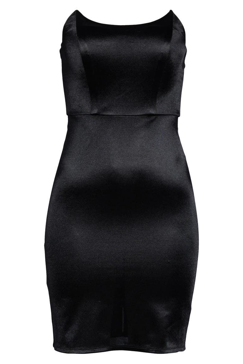 Malory Strapless Satin Cocktail Dress, Alternate, color, BLACK