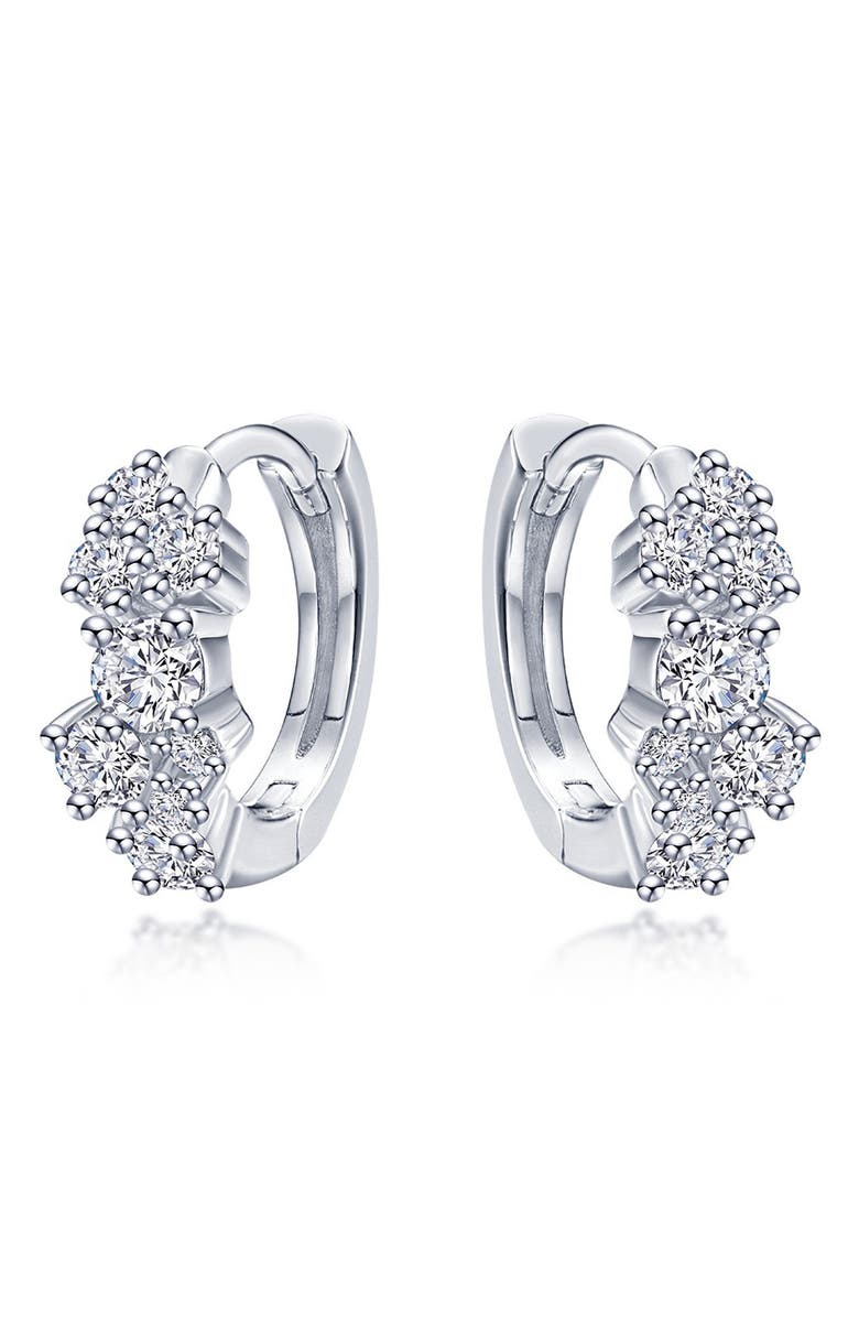 Lafonn Cluster Simulated Diamond Huggie Hoop Earrings, Main, color, Silver