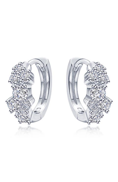 Cluster Simulated Diamond Huggie Hoop Earrings