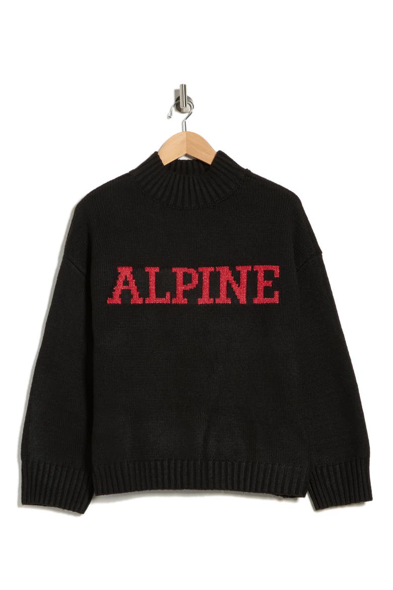 Alpine Mock Neck Sweater, Alternate, color, BLACK/ RED