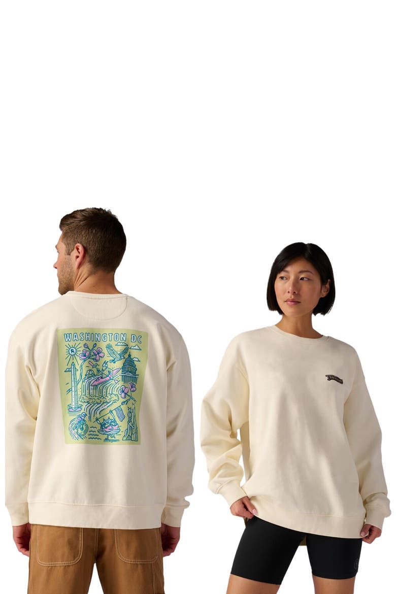 Washington Dc Poster Crew Sweatshirt, Alternate, color, Vintage White