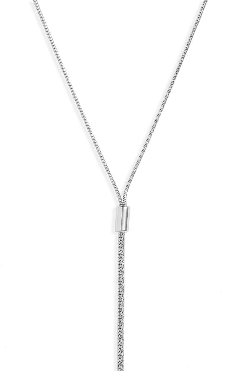 Nordstrom Halogen<sup>®</sup> Faceted Snake Chain Y-Necklace, Alternate, color, Rhodium
