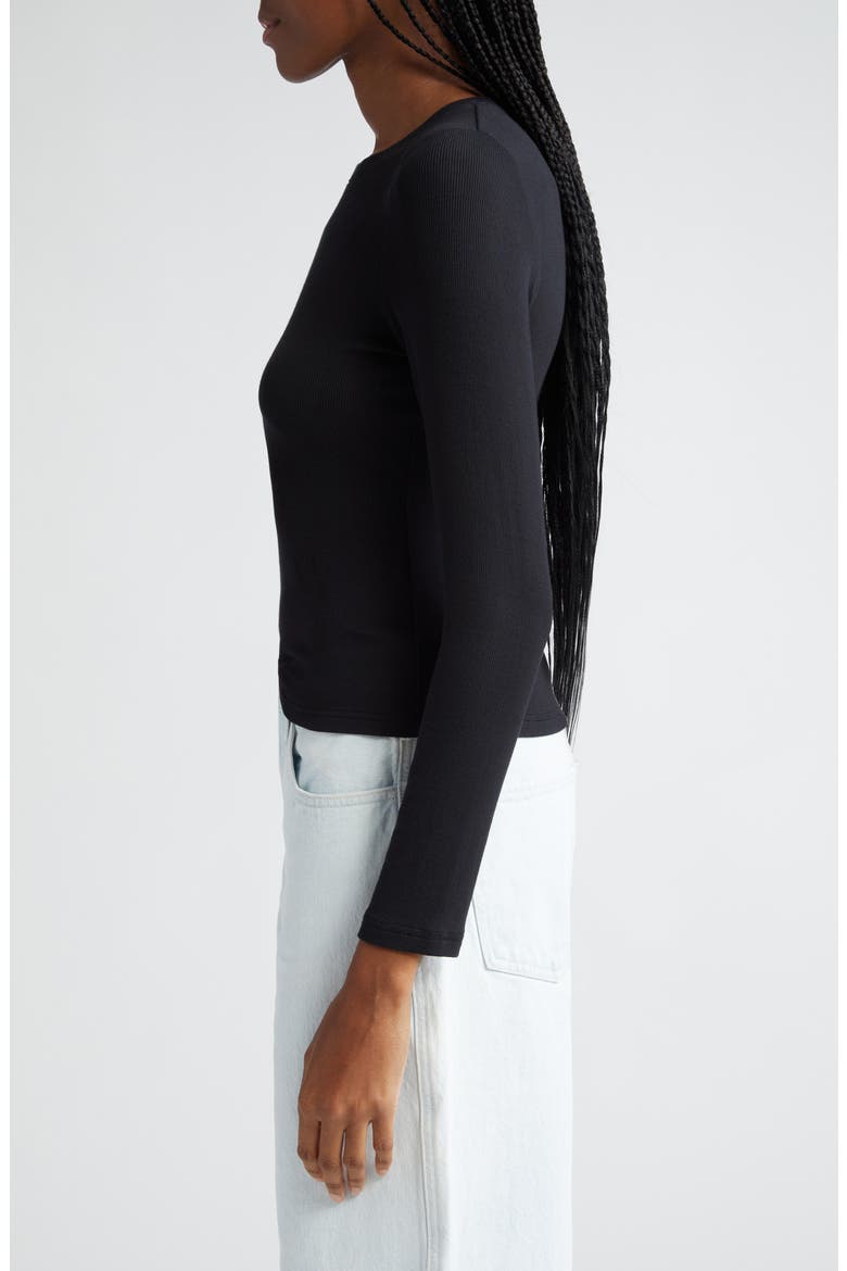 The Rib Long Sleeve Top, Alternate, color, BLACK