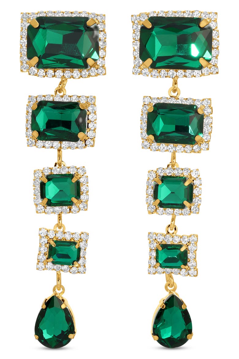Gillian Cubic Zirconia Drop Earrings, Main, color, GREEN
