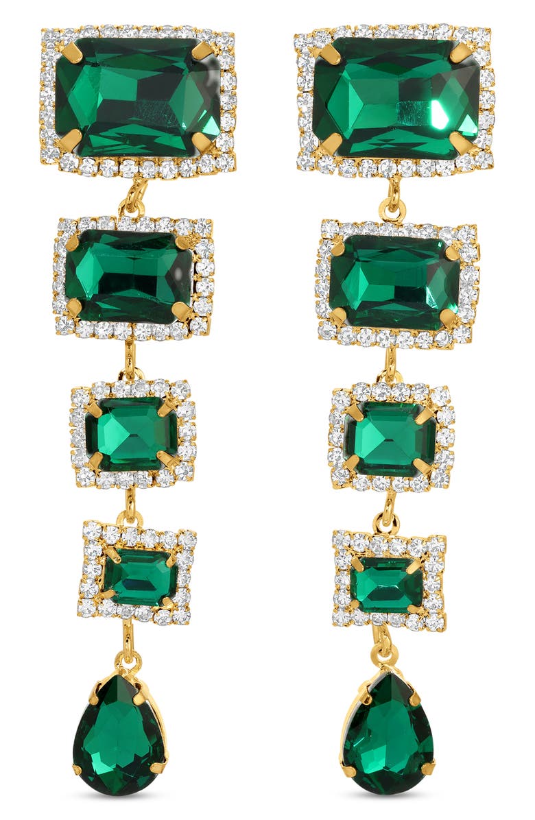 EYE CANDY LOS ANGELES Gillian Cubic Zirconia Drop Earrings, Main, color, Green