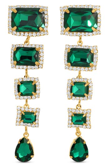 Eye Candy Los Angeles Gillian Cubic Zirconia Drop Earrings In Green