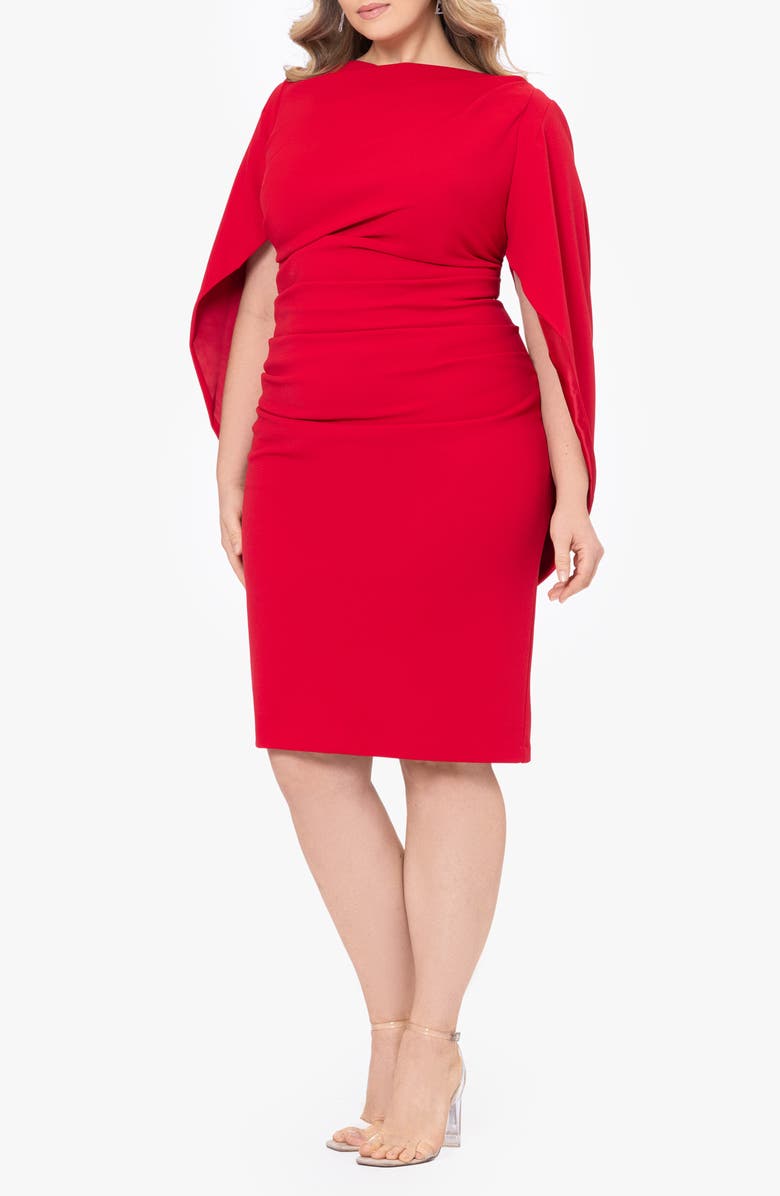 Betsy & Adam Drape Back Cocktail Dress, Alternate, color, Red