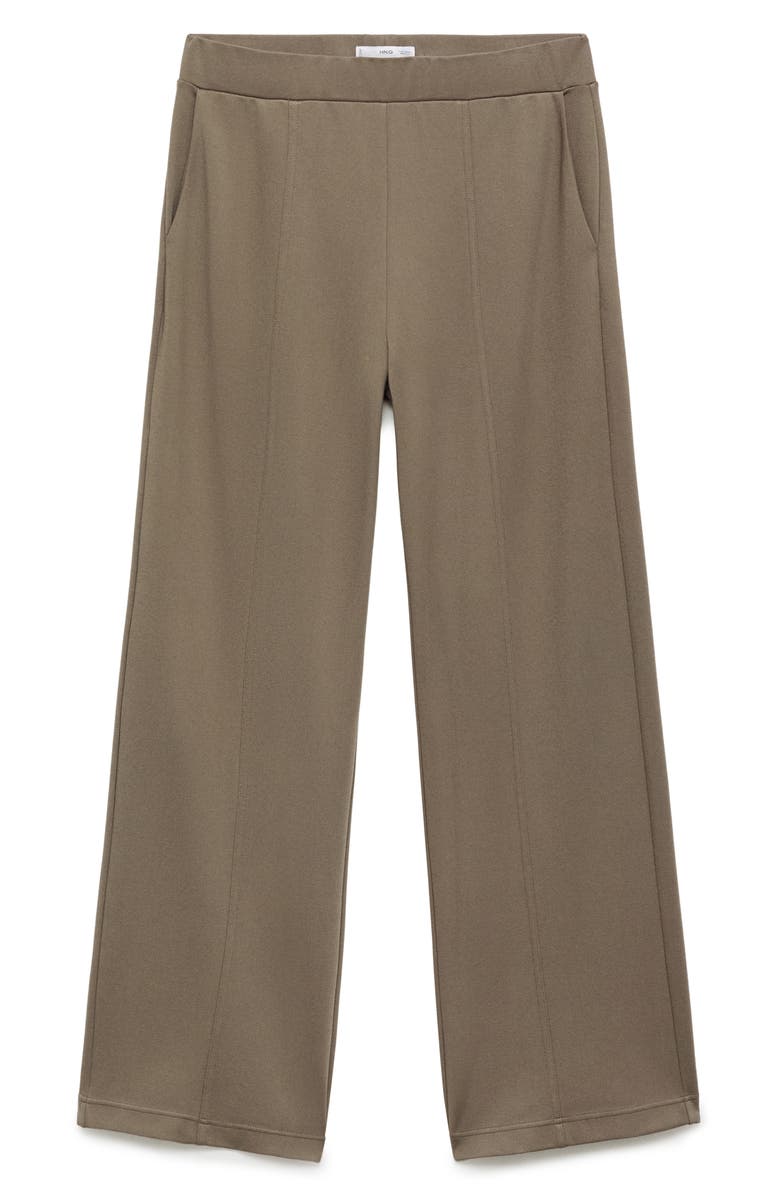 MANGO Florida Elastic Waist Pants, Alternate, color, Medium Brown