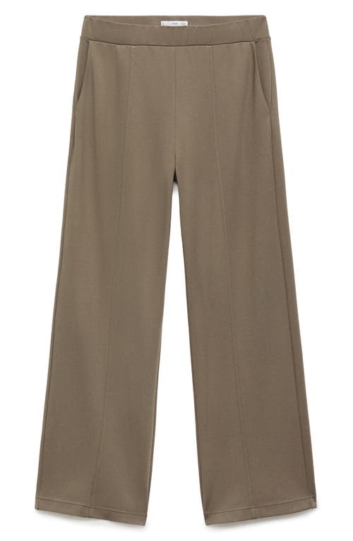 Mango Florida Elastic Waist Pants In Brown