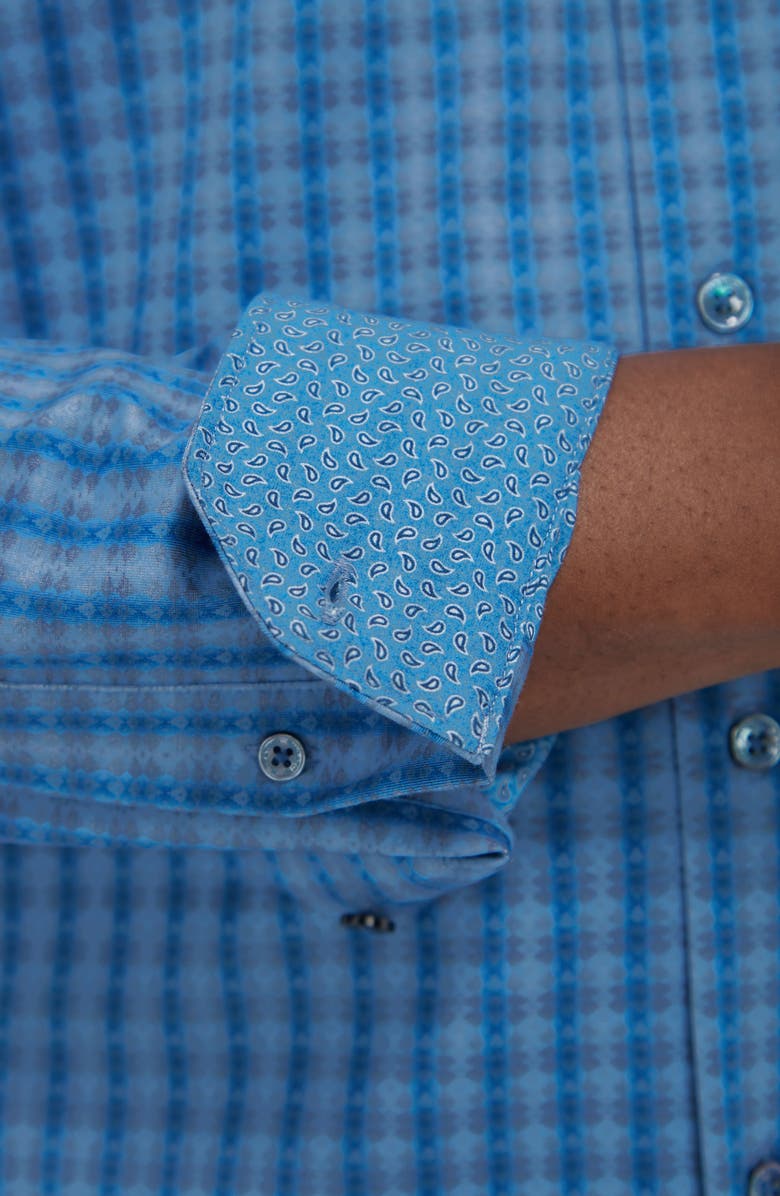 Bugatchi Jimmy OoohCotton<sup>®</sup> Check Button-Up Shirt, Alternate, color, Cobalt