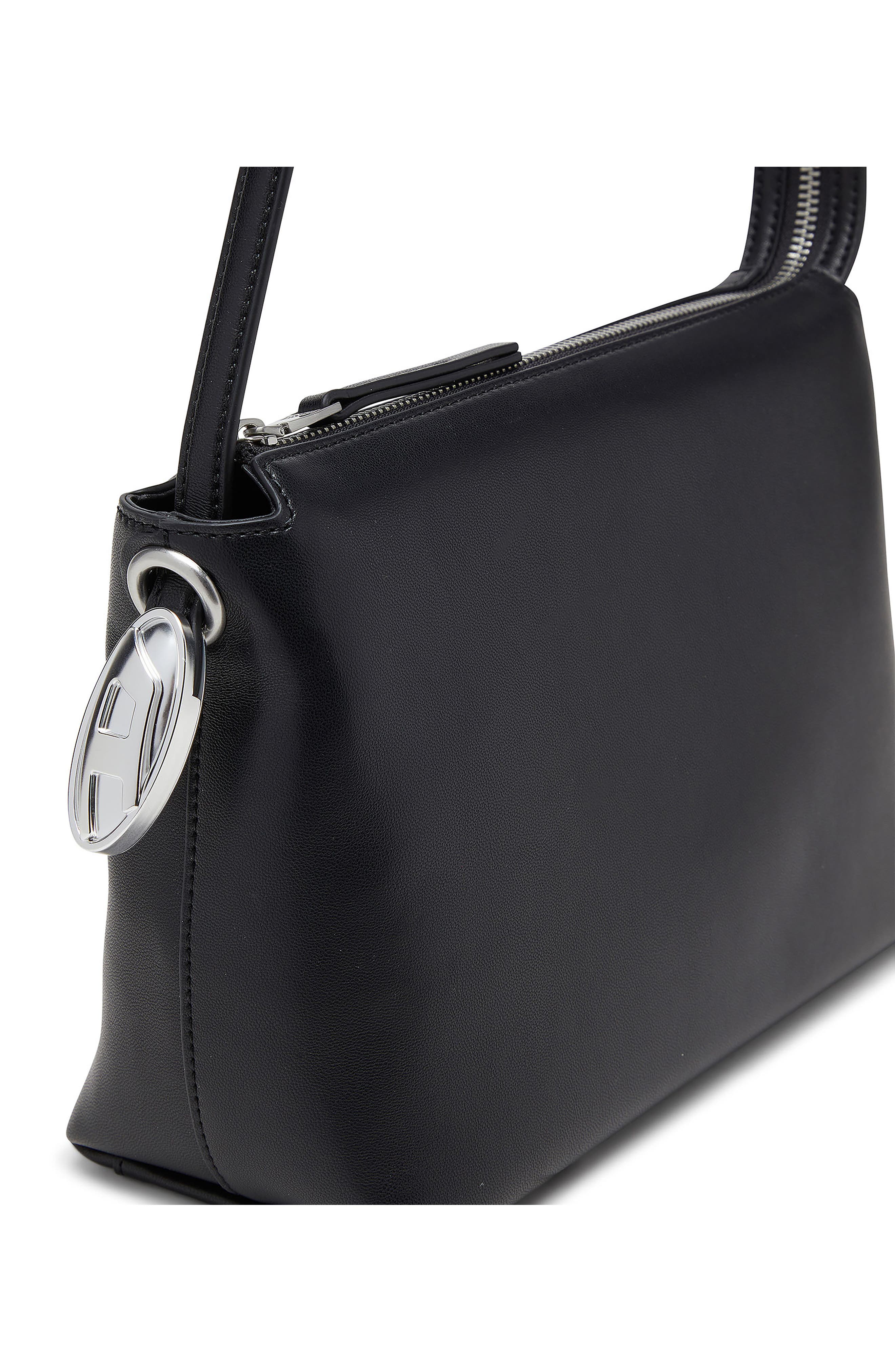 D-Rop Leather Shoulder Bag, Alternate, color, BLACK