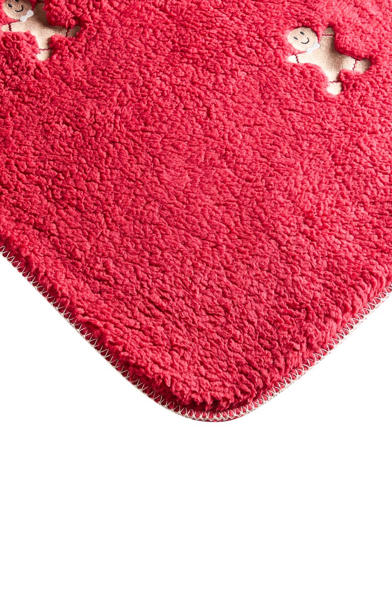 VCNY HOME Embroidered Gingerbread Man Faux Shearling Throw Blanket, Alternate, color, 