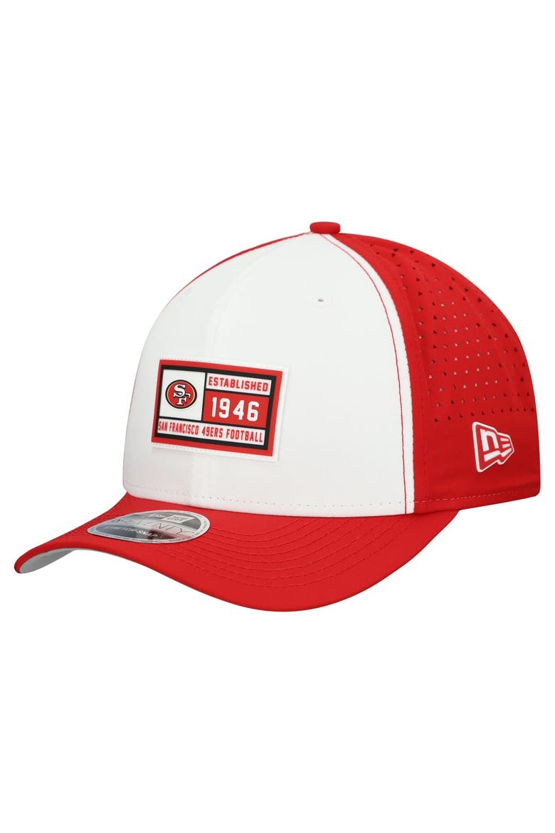 Men's New Era  White/Scarlet San Francisco 49ers Established Patch 9SEVENTY Adjustable Hat, Main, color, White