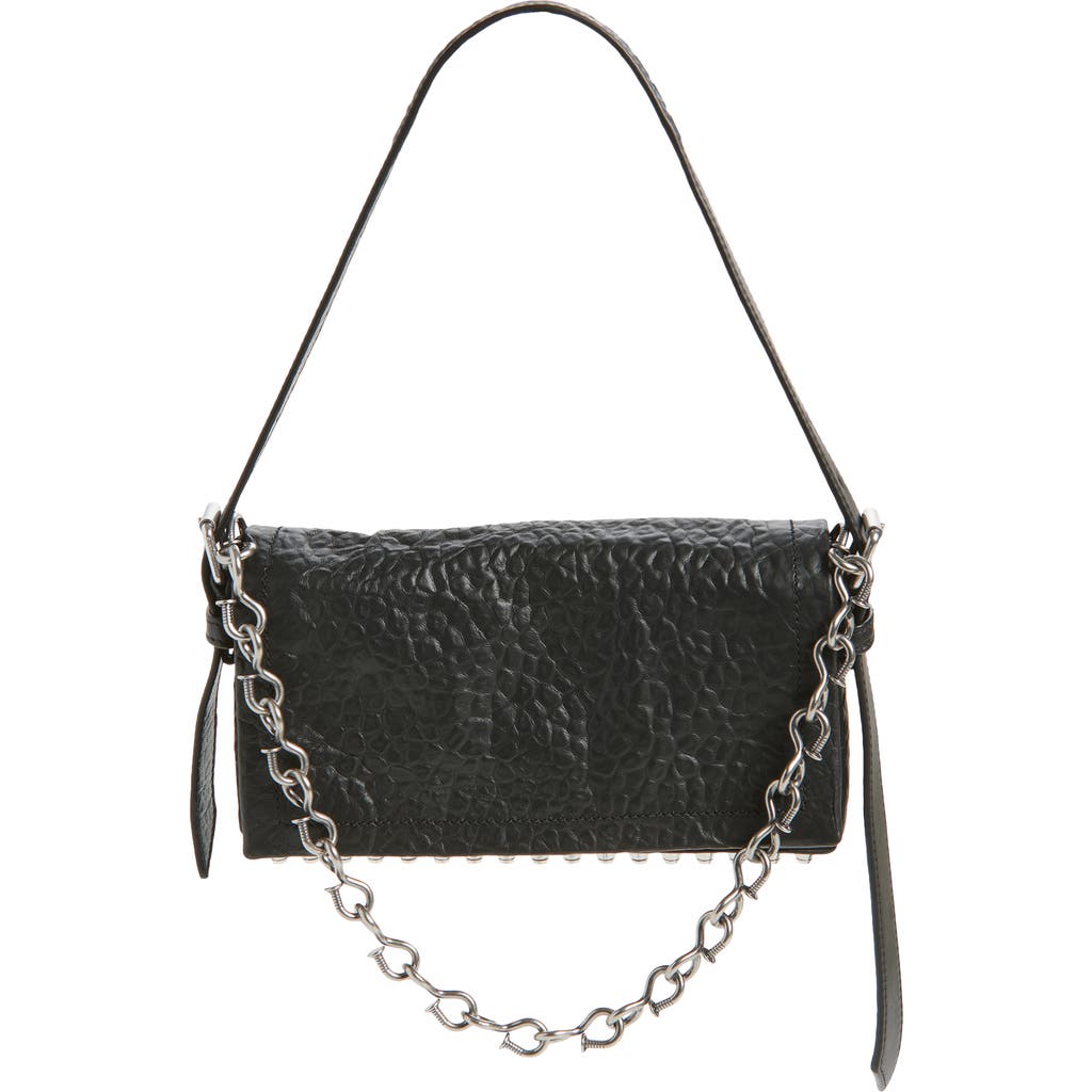 Alexander Wang Slim Ricco Crushed Leather Shoulder Bag In Black