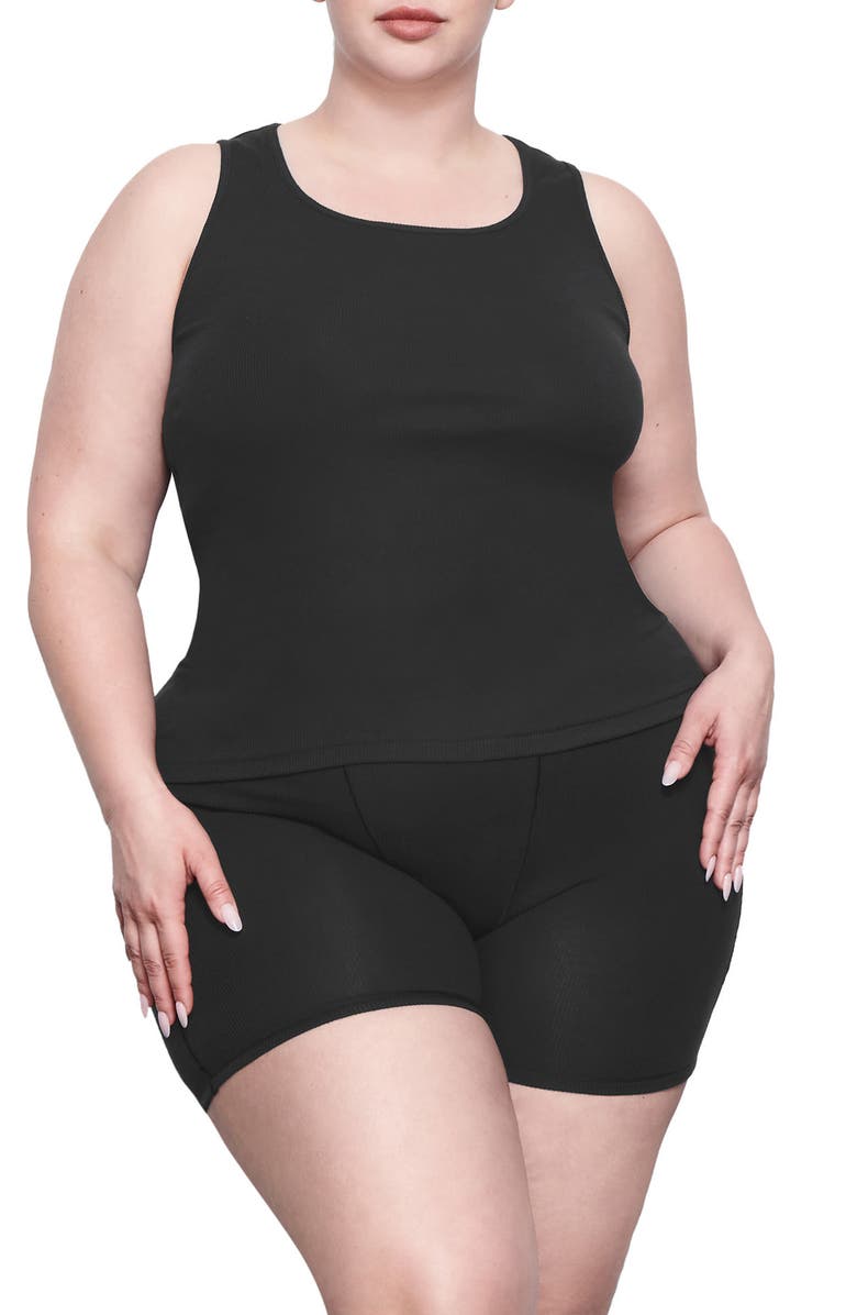 SKIMS Stretch Cotton Rib Long Tank, Main, color,