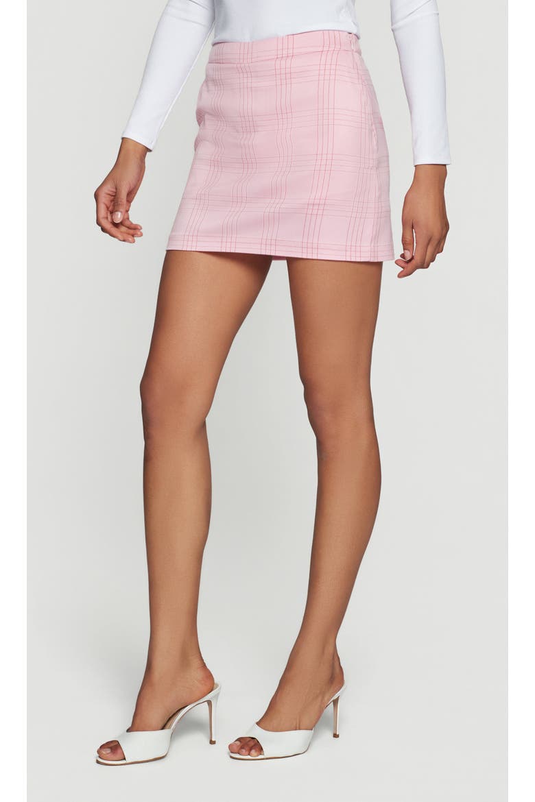 Junie Windowpane Suiting Micro Skirt, Alternate, color, Pink/Red Plaid