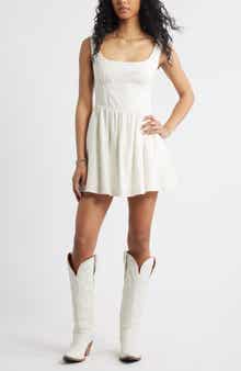BP. Corset Fit & Flare Linen Blend Minidress