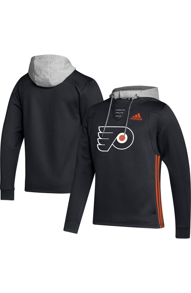 adidas Men's adidas Black Philadelphia Flyers Skate Lace Primeblue Team Pullover Hoodie, Main, color,