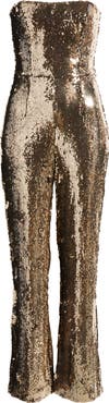 Dress the Population Andy Sequin Strapless Jumpsuit