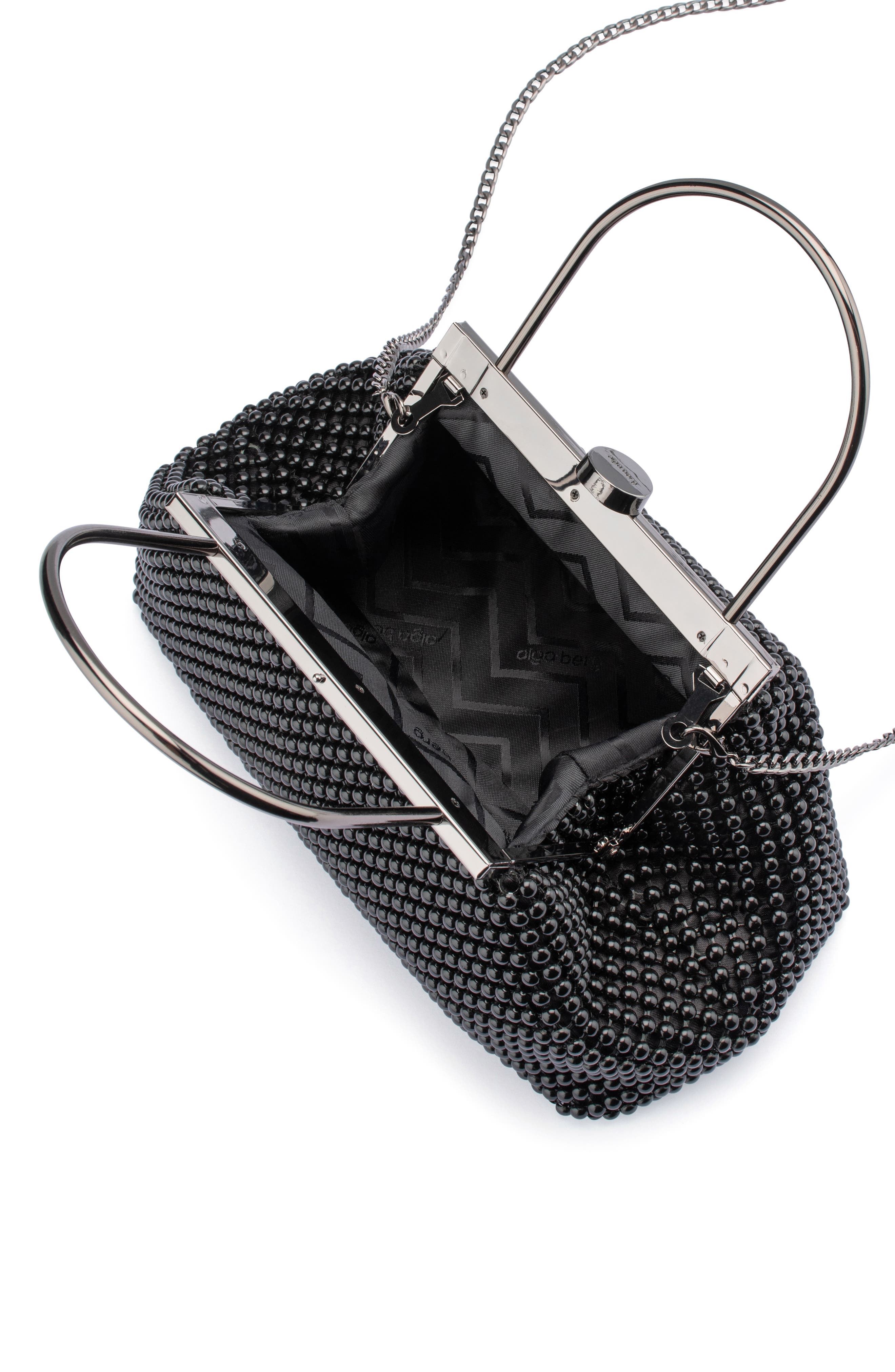 Olga Berg Mimi Ball Mesh Frame Bag, Alternate, color, Black