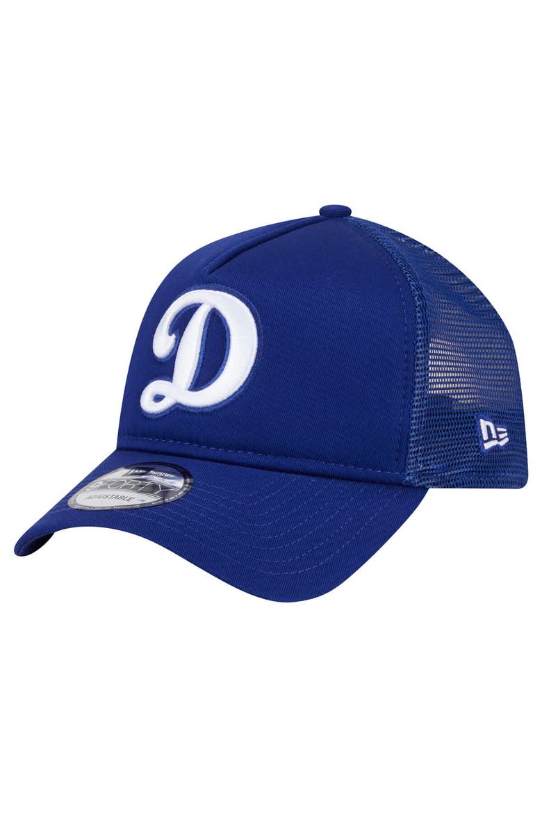 Men's New Era Royal Los Angeles Dodgers 9FORTY A-Frame Trucker Adjustable Hat, Main, color, Royal