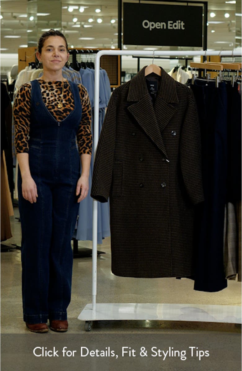 Micro Houndstooth Wool Blend Double Breasted Coat, sales video thumbnail