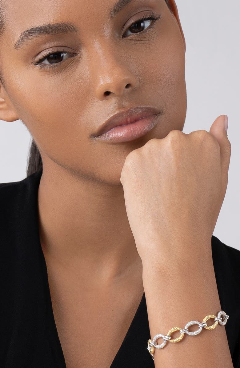 LAGOS Caviar Lux Pavé Diamond Link Bracelet, Alternate, color, Silver