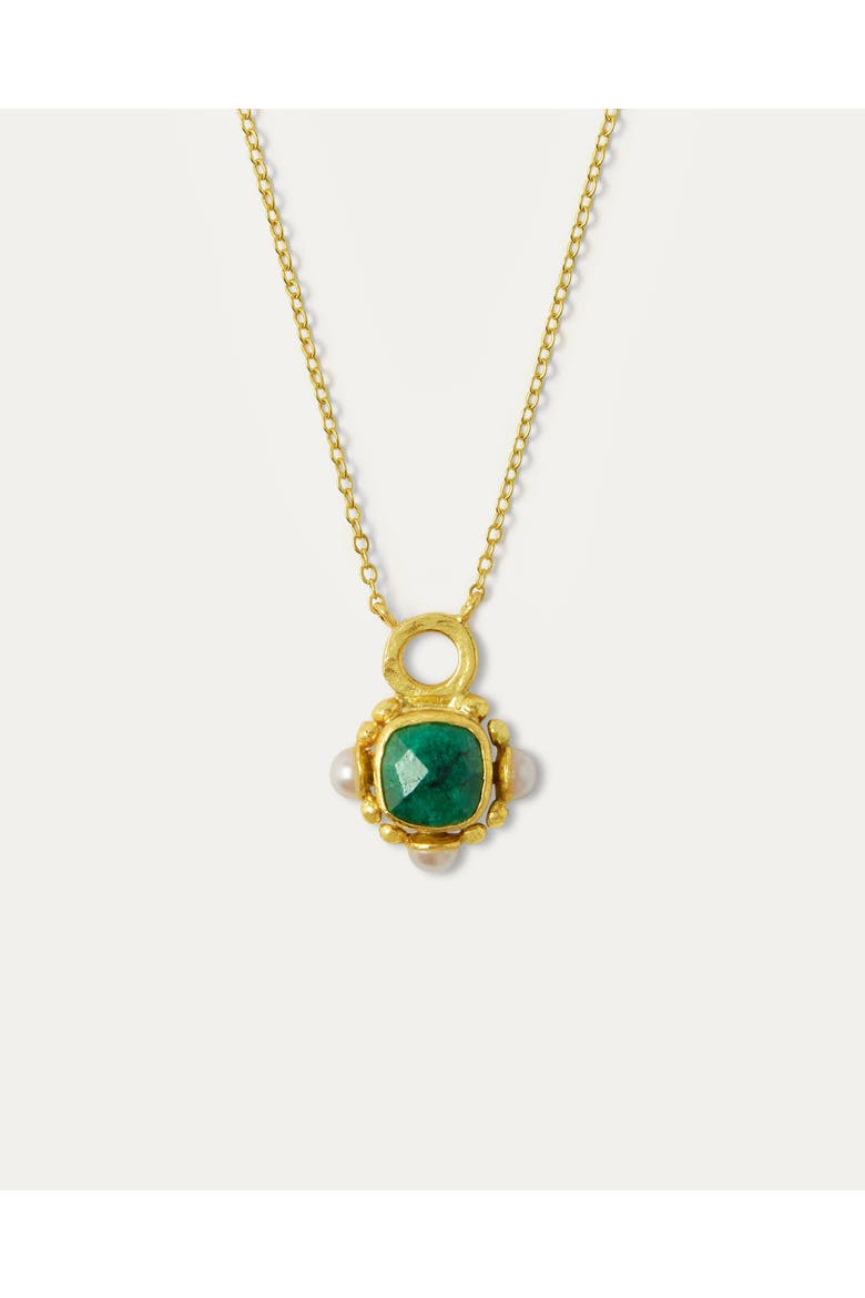 Esther Emerald And Pearl Pendant Necklace, Main, color, Gold