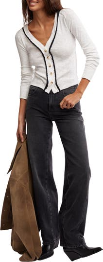 Tipton Raw Edge Button-Up Top